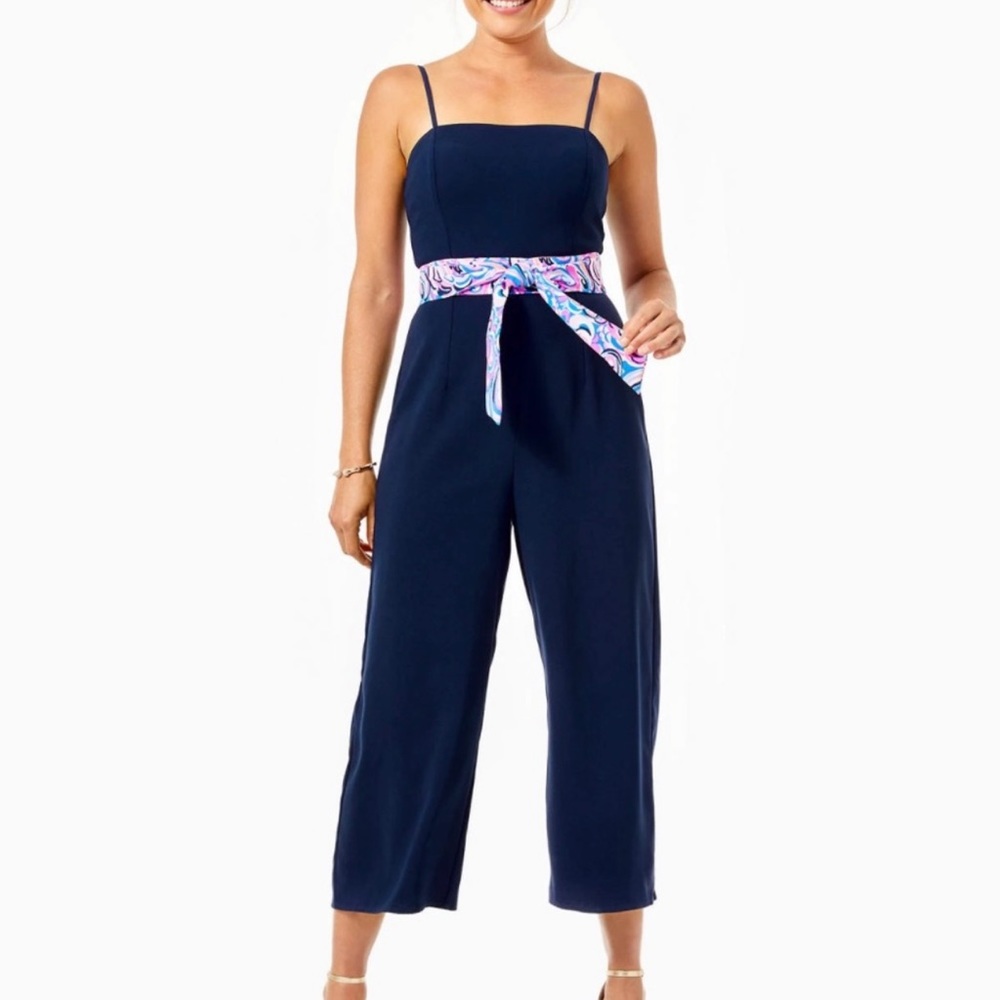 NWT Lilly Pulitzer Sandra jumpsuit navy size zero